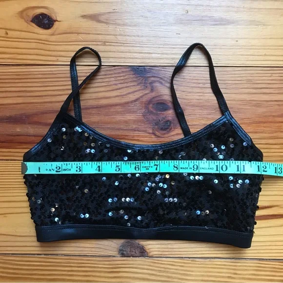 Double Platinum Performance Wear Sequin Gold Silver Red Black Purple Bra NWOT YL - Picture 7 of 8
